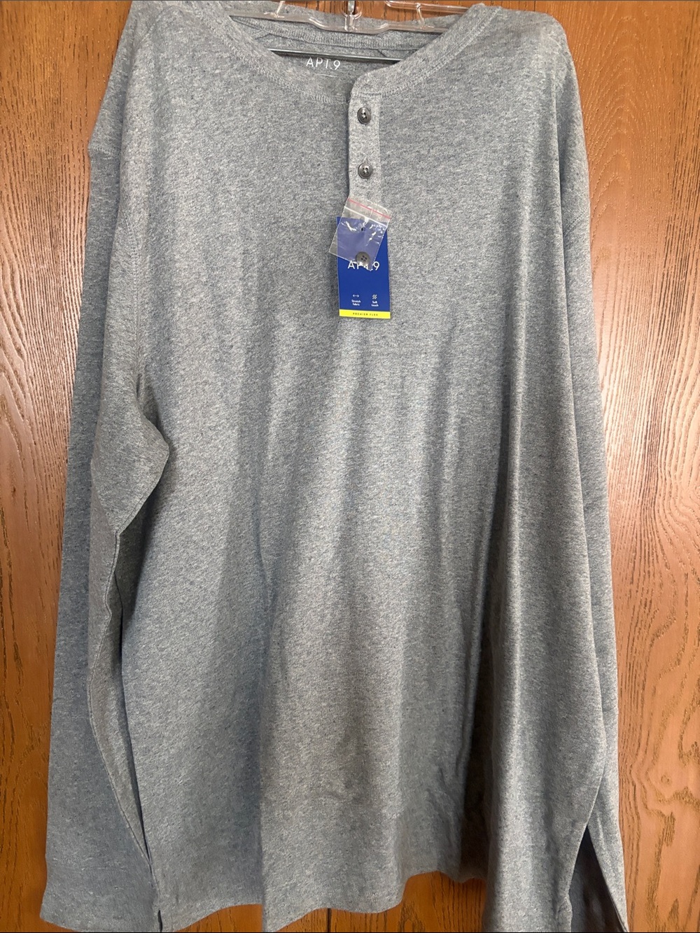 NWT - APL Men's Long-Sleeve Henley in Heather Gray